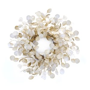 Silver Dollar Wreath 27.5"D Fabric