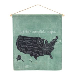 United States Wall Hanging 15"L x 18.5"H Linen/Wood