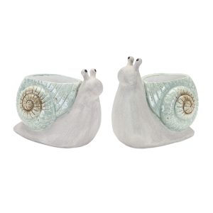 Snail Planter (Set of 2) 8.25"L x 6.5"H, 7.25"L x 7"H Terra Cotta