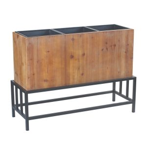 Triple Planter on Stand 36.5"L x 13.5"W x 27.75"H Iron/Wood