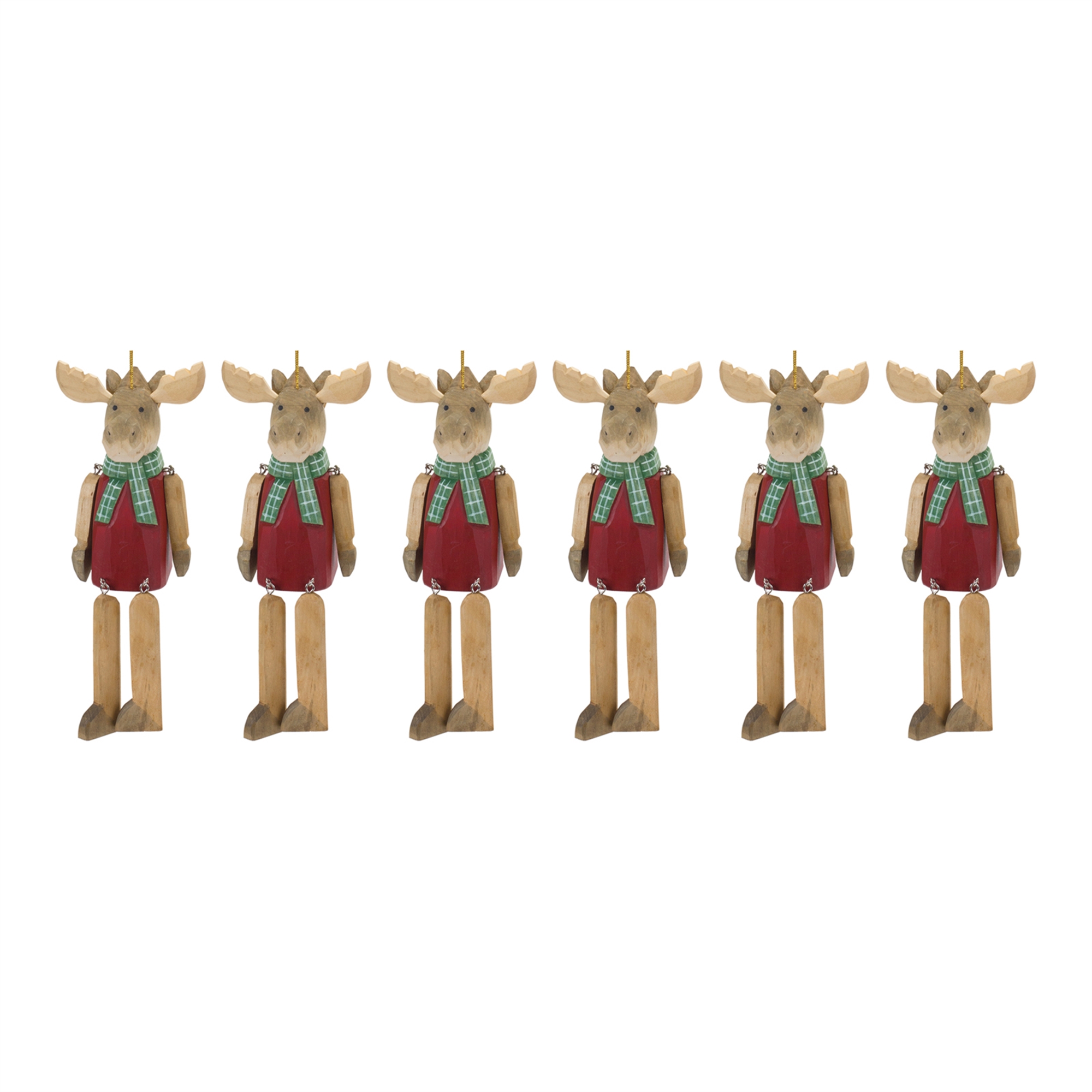 Moose Ornament (Set of 6) 9"H Wood - Image 3