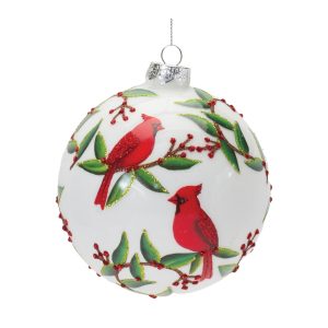 Cardinal Ball Ornament (Set of 6) 5"D Glass