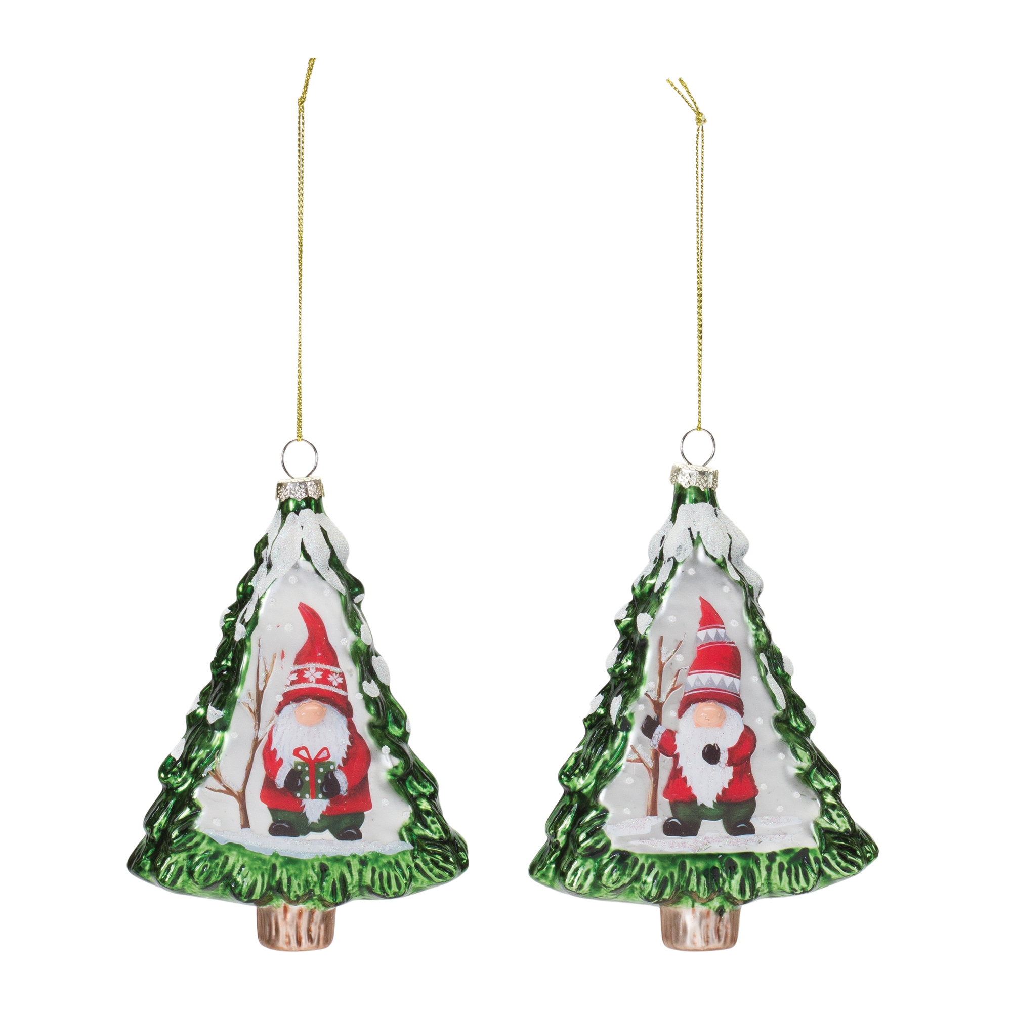 Gnome in Tree Ornament (Set of 12) 5.75"H Glass - Image 2