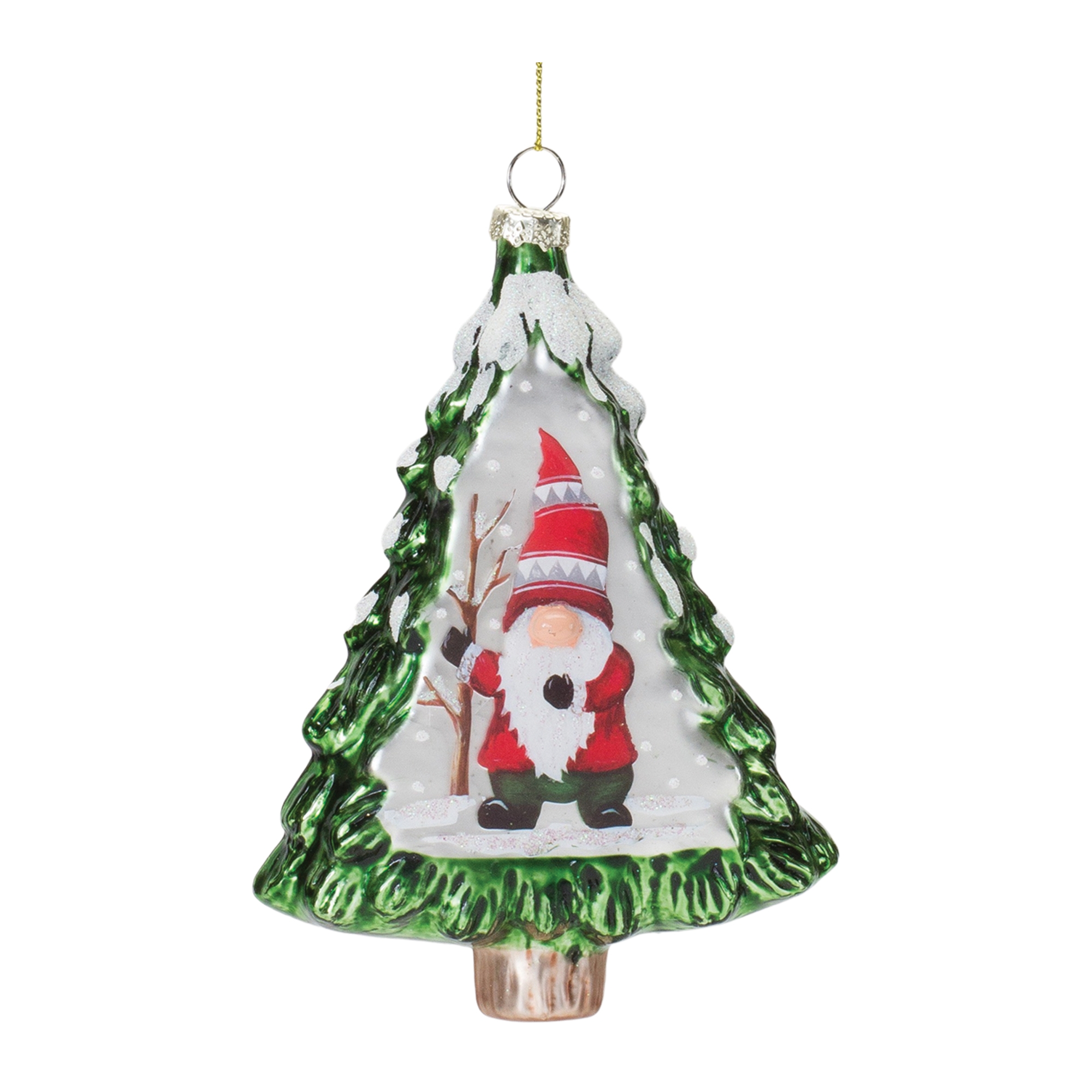 Gnome in Tree Ornament (Set of 12) 5.75"H Glass - Image 4