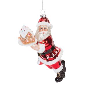 Santa w/Gingerbread (Set of 6) 6.5"H Glass