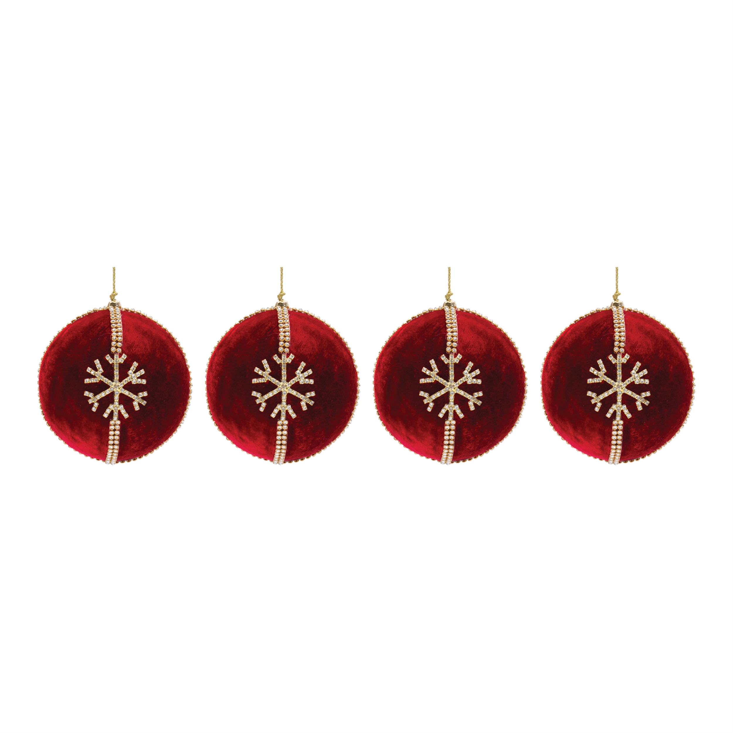 Ball Ornament w/Snowflake (Set of 4) 4"D Polyester - Image 3