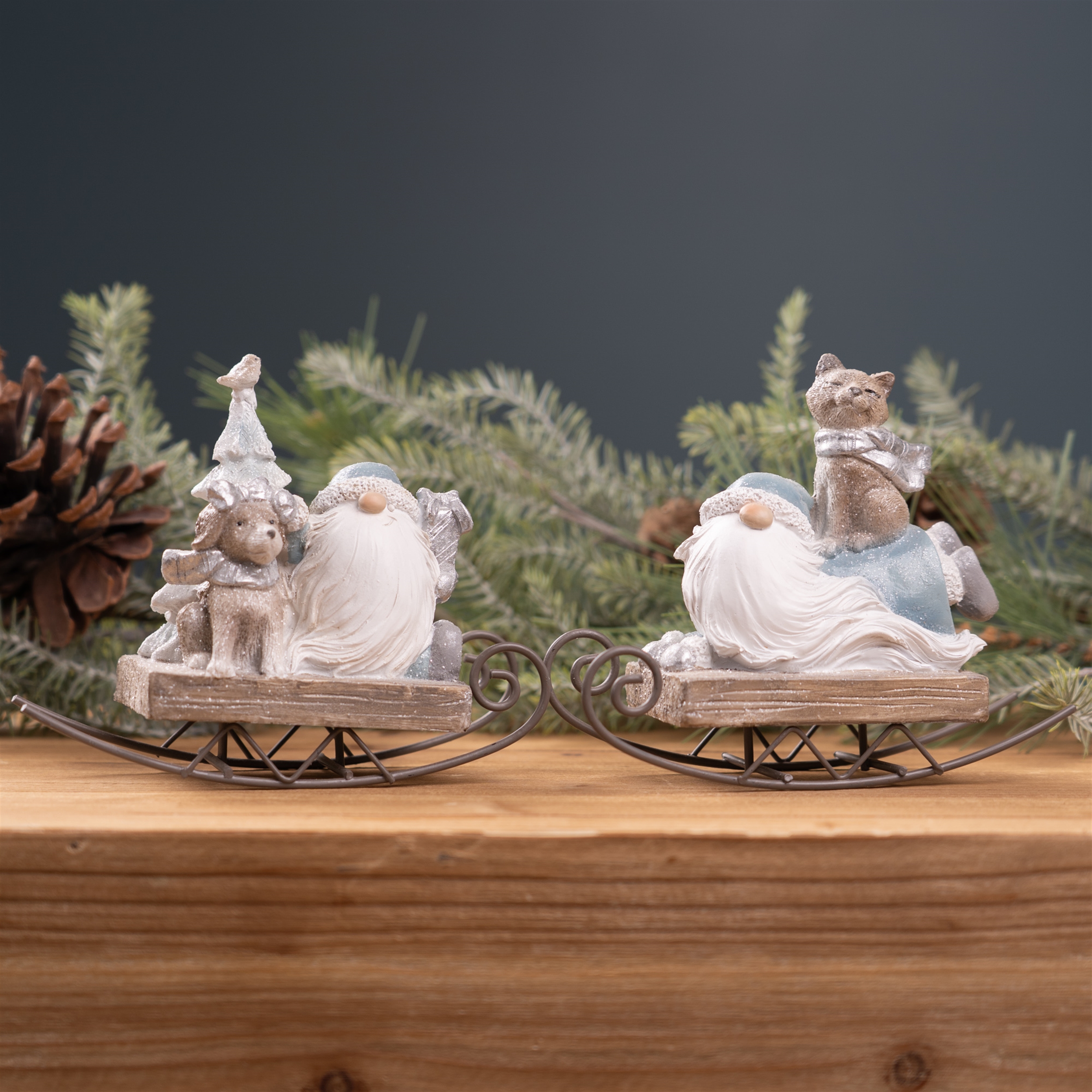 Santa on Sled (Set of 2) 5"H Resin - Image 2