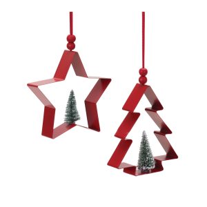 Star and Tree Cookie Cutter Ornament (Set of 6) 4"H, 4.75"H Metal