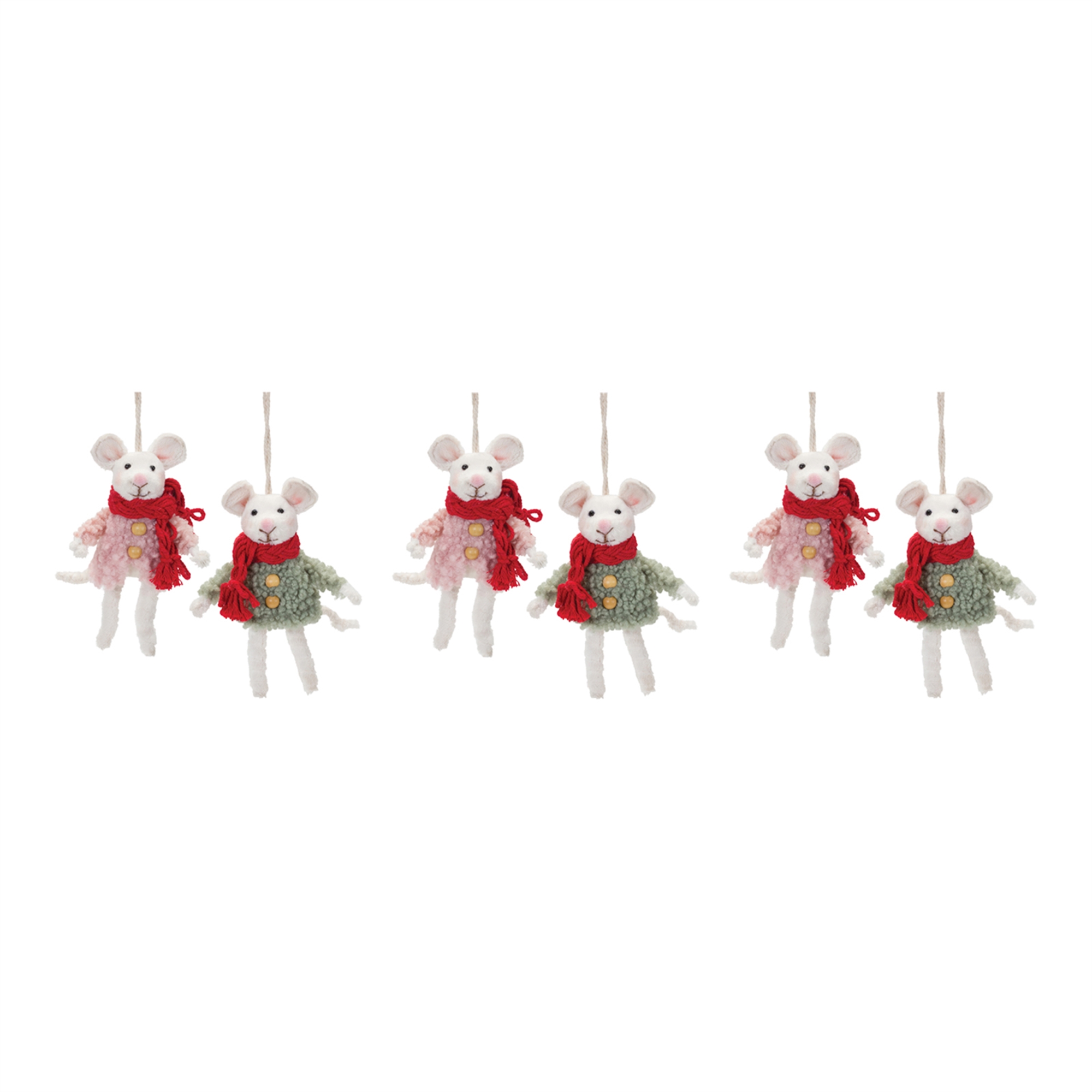 Mouse Ornament (Set of 6) 7"H Foam/Polyester - Image 5