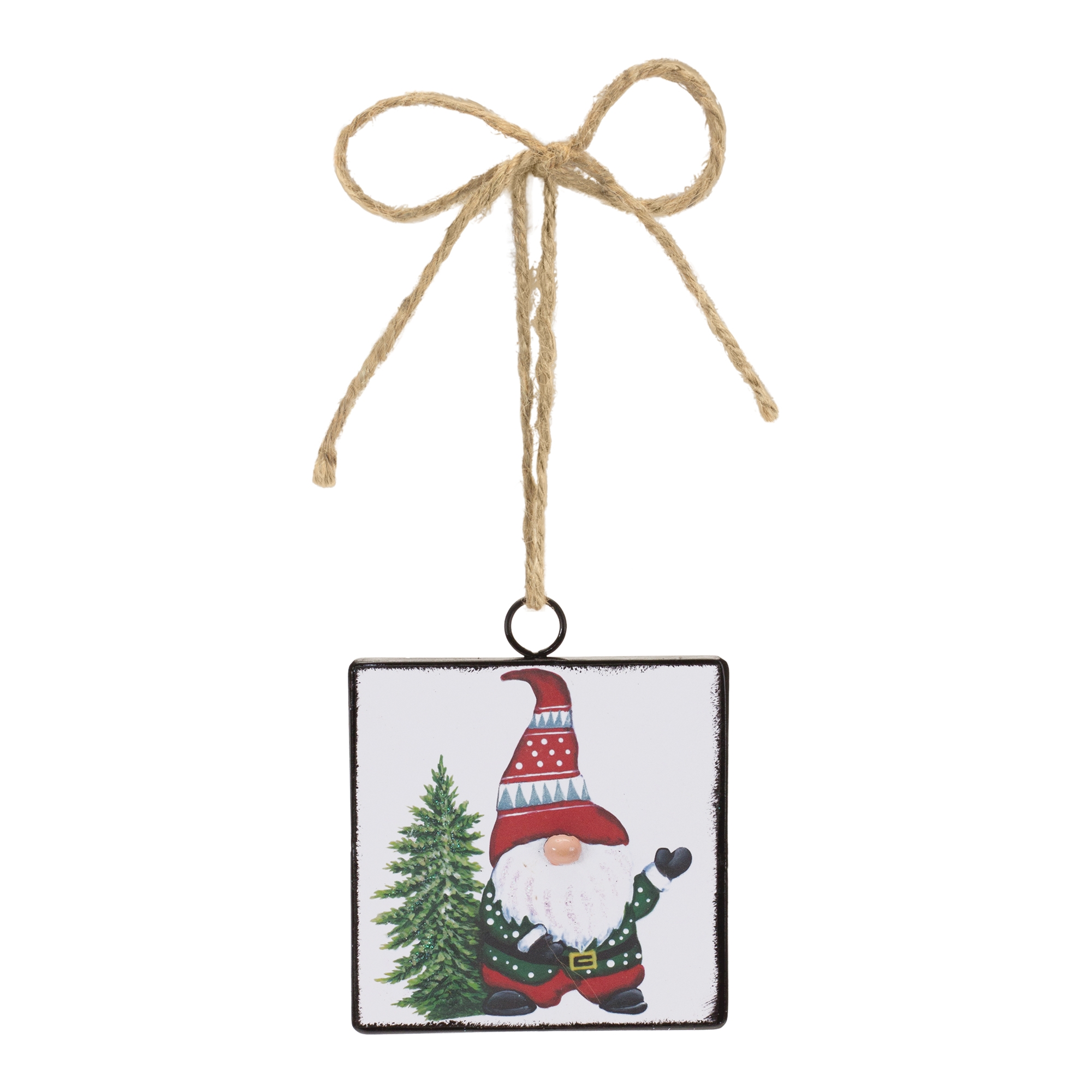 Gnome w/Tree Ornament (Set of 12) 4.75"H Metal - Image 2