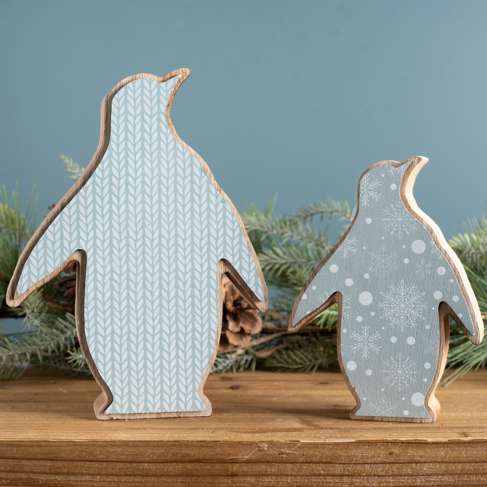 Penguin (Set of 2) 6"H, 8"H Wood - Image 2