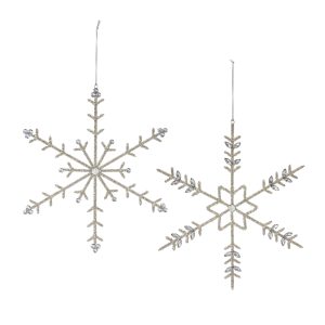Snowflake Ornament (Set of 6) 14"H Iron/Glass
