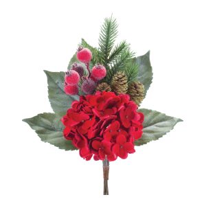 Hydrangea/Pine Pick (Set of 2) 18.5"H Polyester