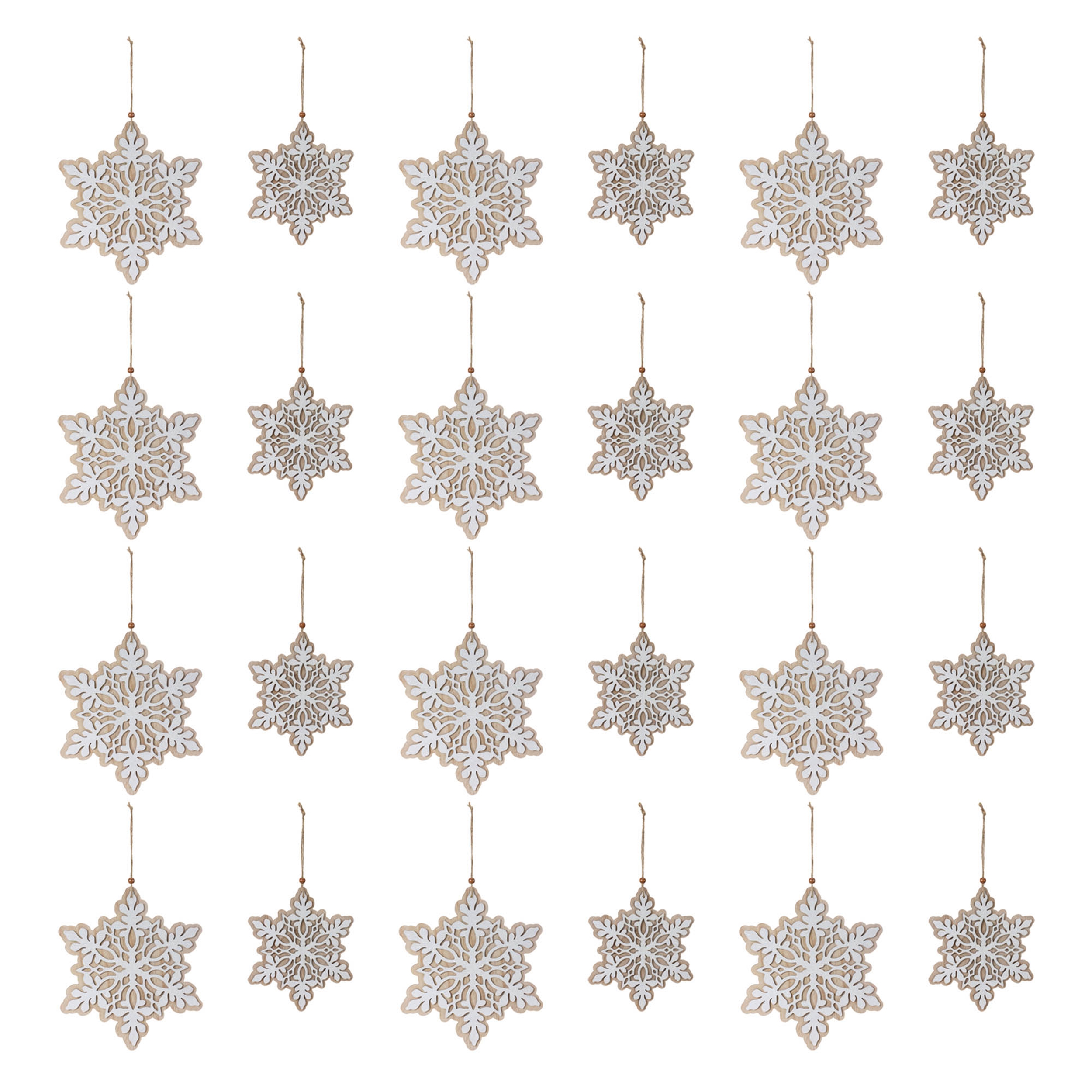 Snowflake Ornament (Set of 24) 7"H, 9"H Wood - Image 4