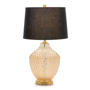 Table Lamp 28.5"H Metal/Glass/Linen Max 60W