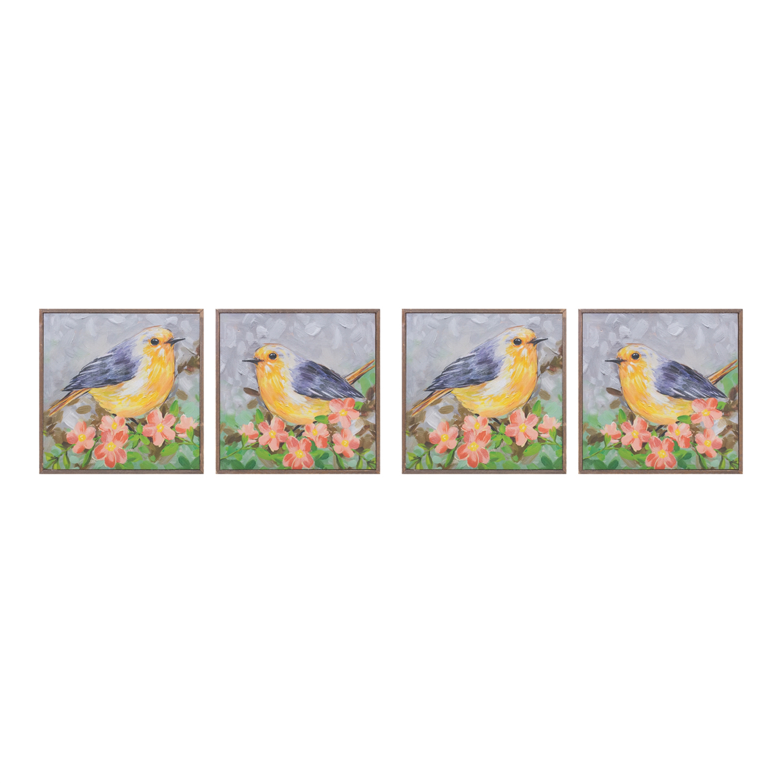 Bird Block (Set of 4) 10"SQ Wood/Canvas - Image 2