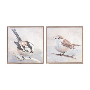 Bird Block (Set of 2) 10"SQ Wood/Canvas