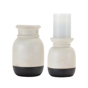 Candle Holder (Set of 2) 6.25"H, 8.25"H Ceramic