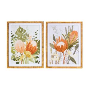Protea Frame (Set of 2) 22"L x 27.5"H Wood/MDF/Paper