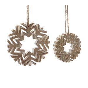 Snowflake Ornament (Set of 12) 4"H, 6"H Wood