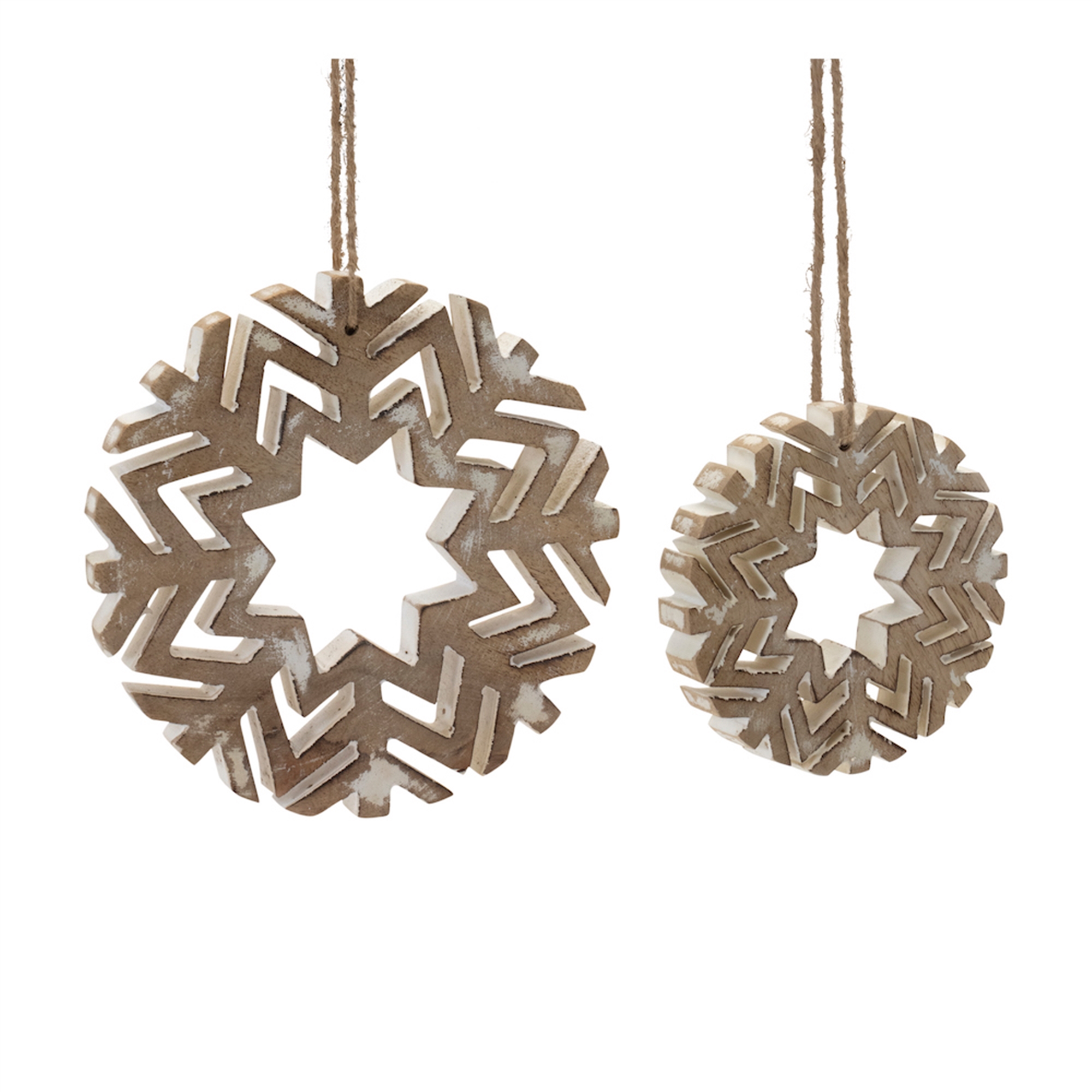 Snowflake Ornament (Set of 12) 4"H, 6"H Wood