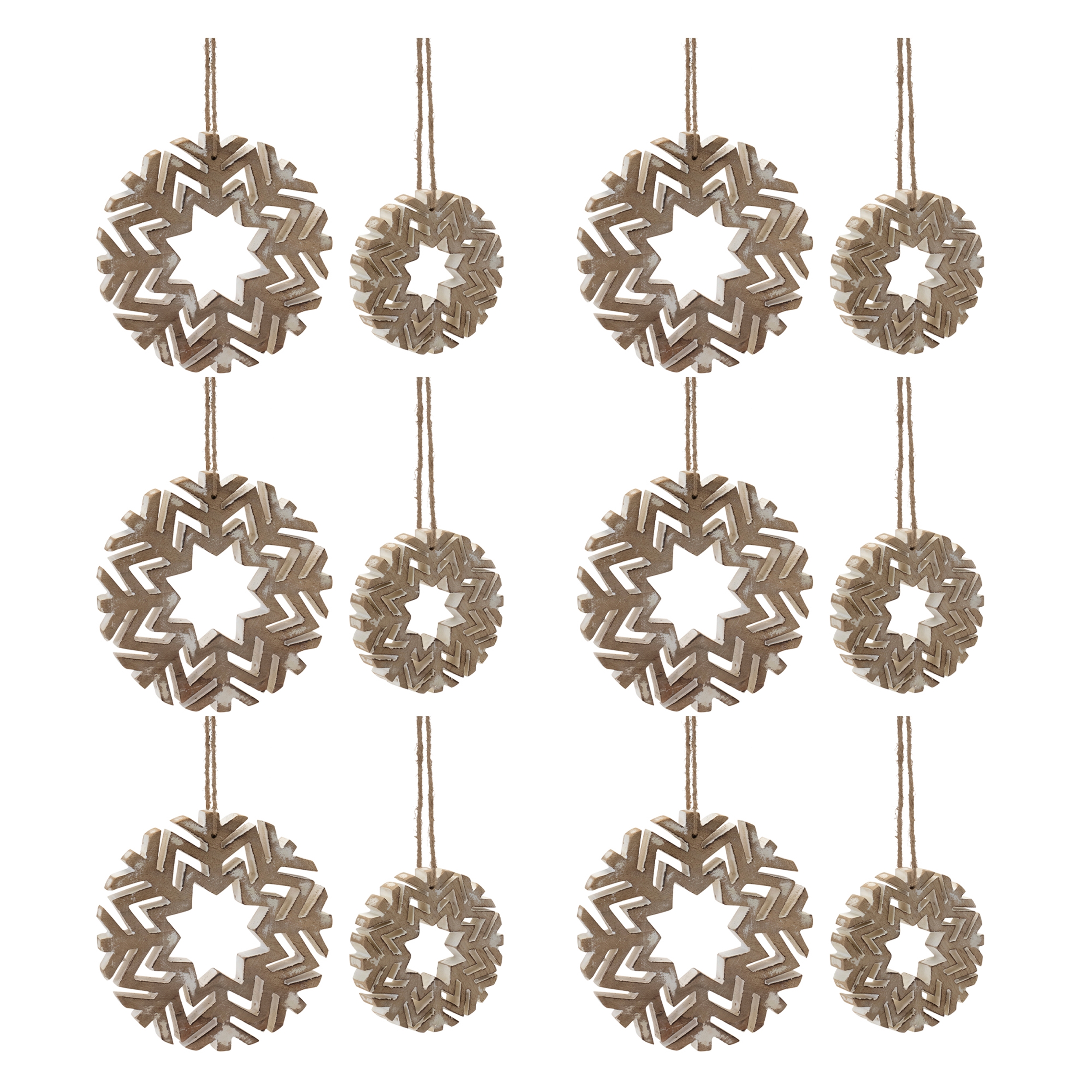 Snowflake Ornament (Set of 12) 4"H, 6"H Wood - Image 6