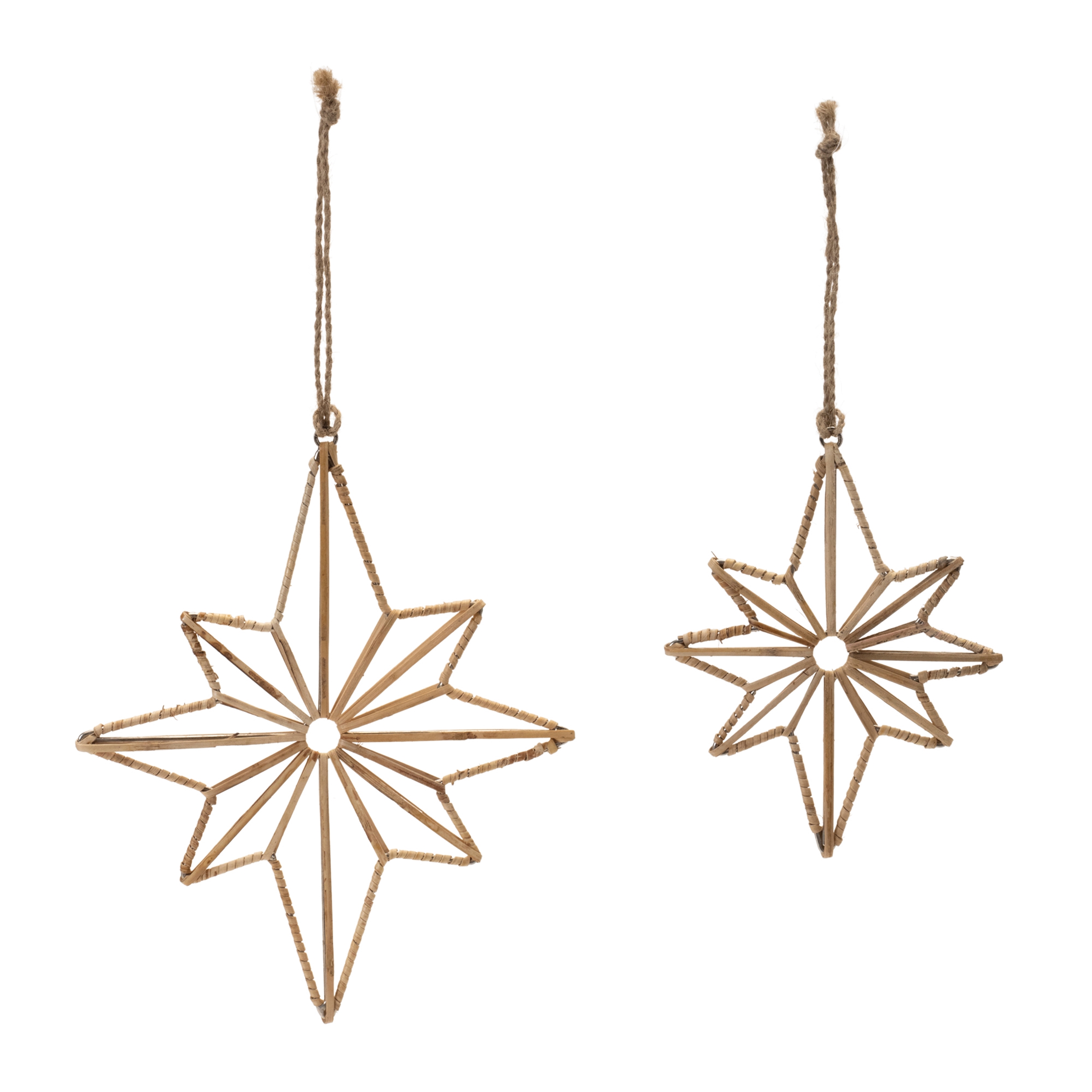 Star Ornament (Set of 12) 6"H, 8"H Iron/Rattan - Image 2