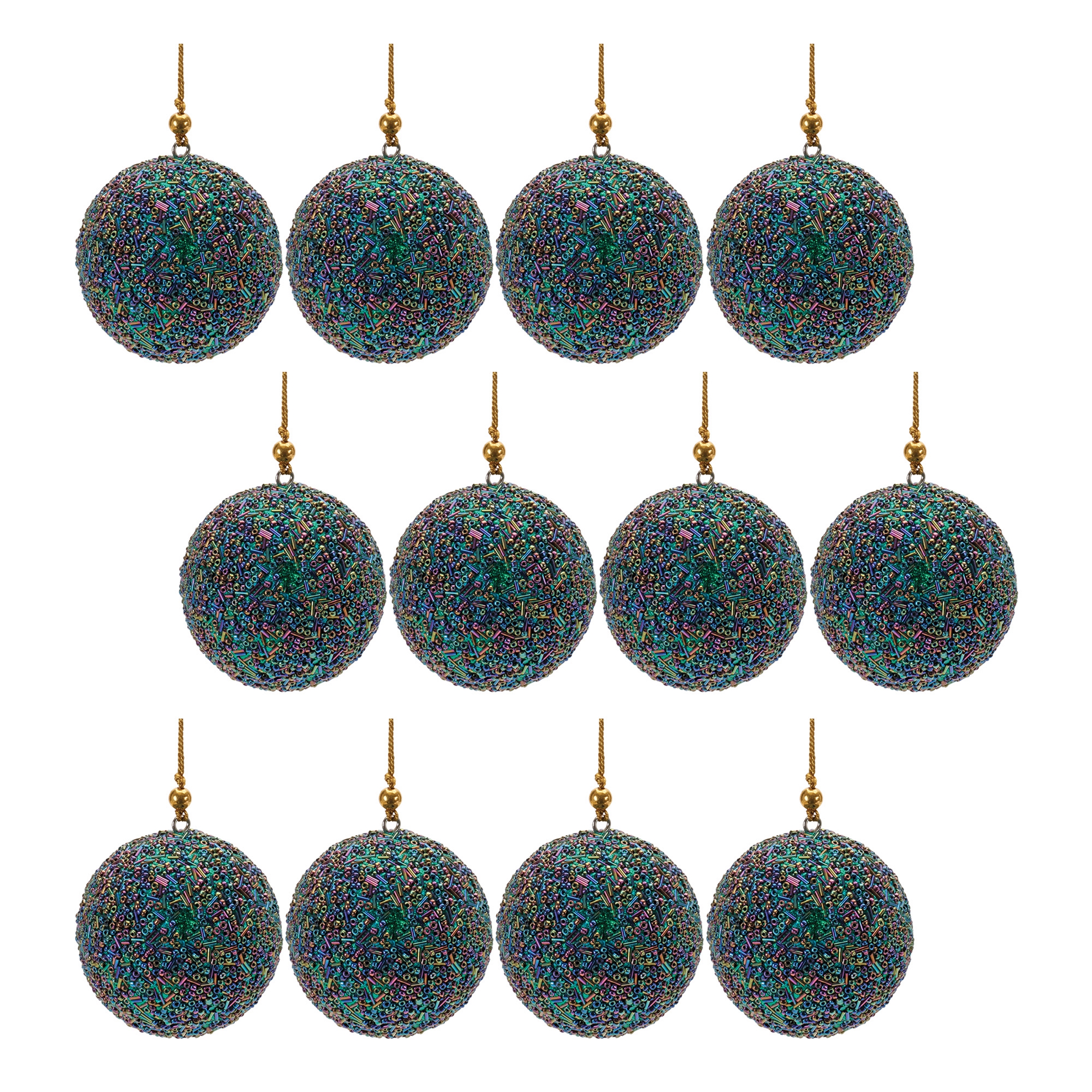 Ball Ornament (Set of 12) 3"D Glass Beads/Plastic - Image 3