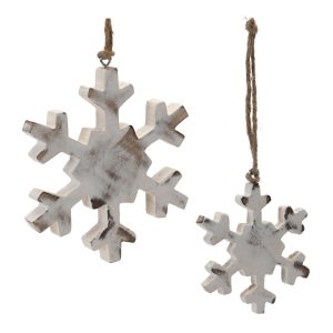 Snowflake Ornament (Set of 12) 4"H, 6"H Wood