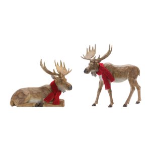 Moose (Set of 2) 13"H, 19.5"H Resin/Knit Fabric