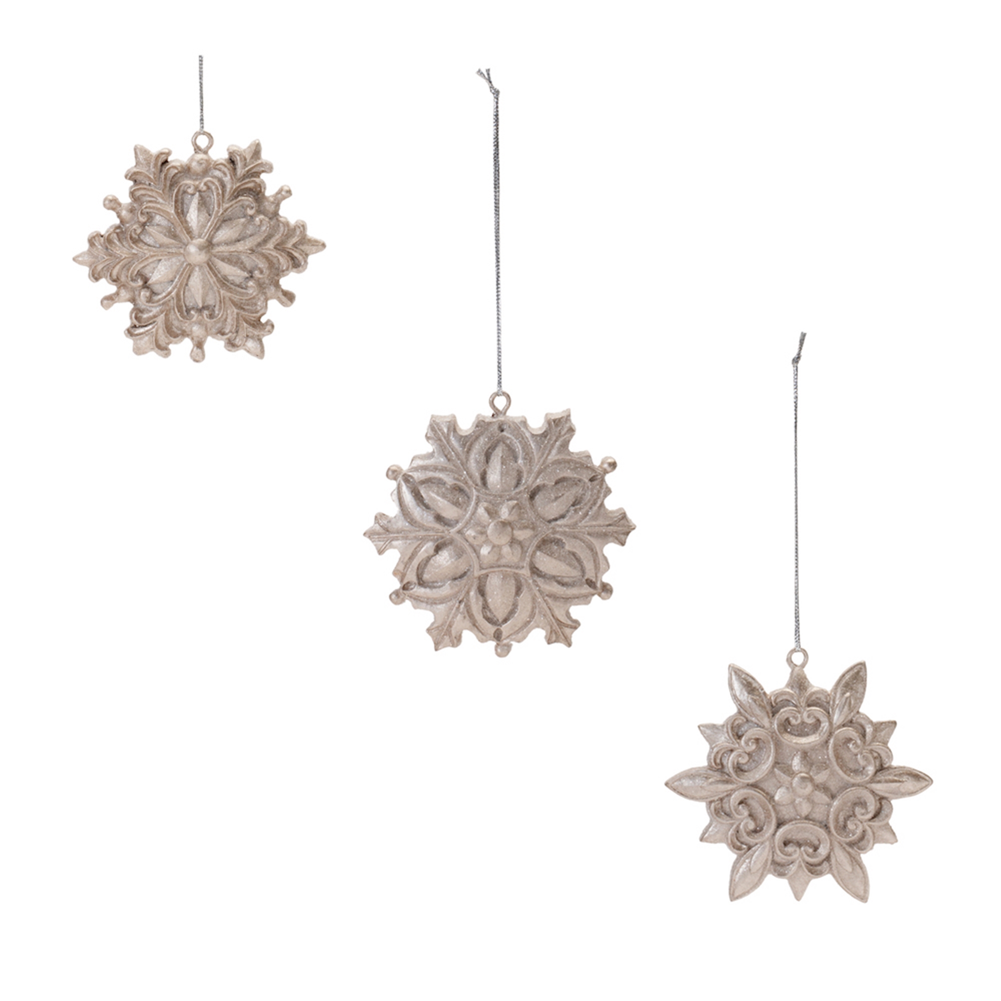 Snowflake Ornament (Set of 12) 3.25"H Resin