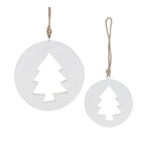 Tree Cut-Out Ornament (Set of 12) 4.25"H, 6"H Wood