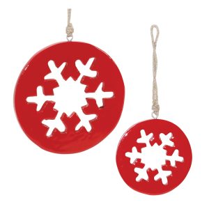 Snowflake Cut-Out Ornament (Set of 12) 4.25"H, 6"H Wood