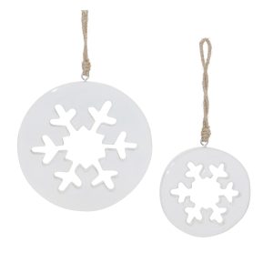 Snowflake Cut-Out Ornament (Set of 12) 4.25"H, 6"H Wood