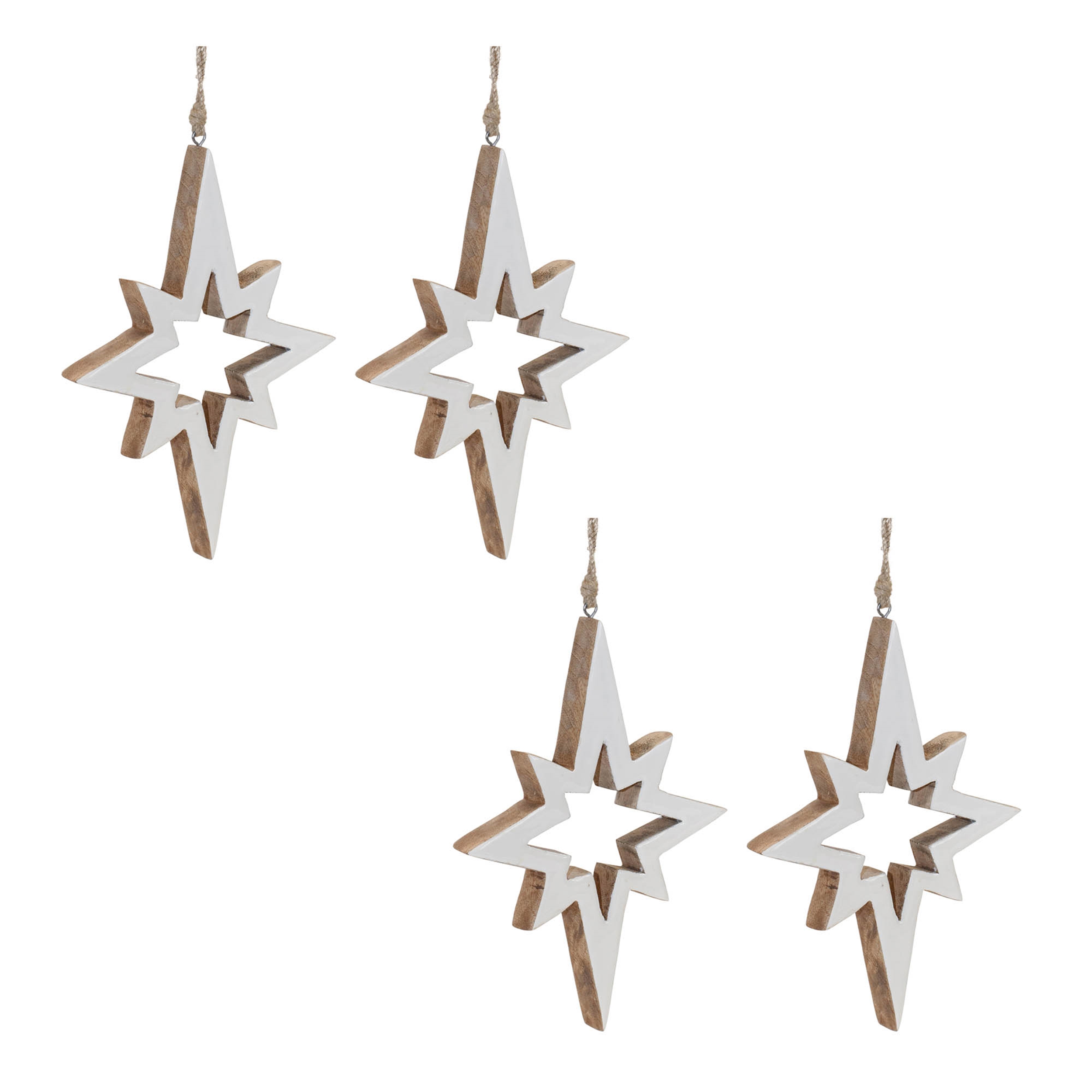Star Cut-Out Ornament (Set of 4) 10"H Wood - Image 4