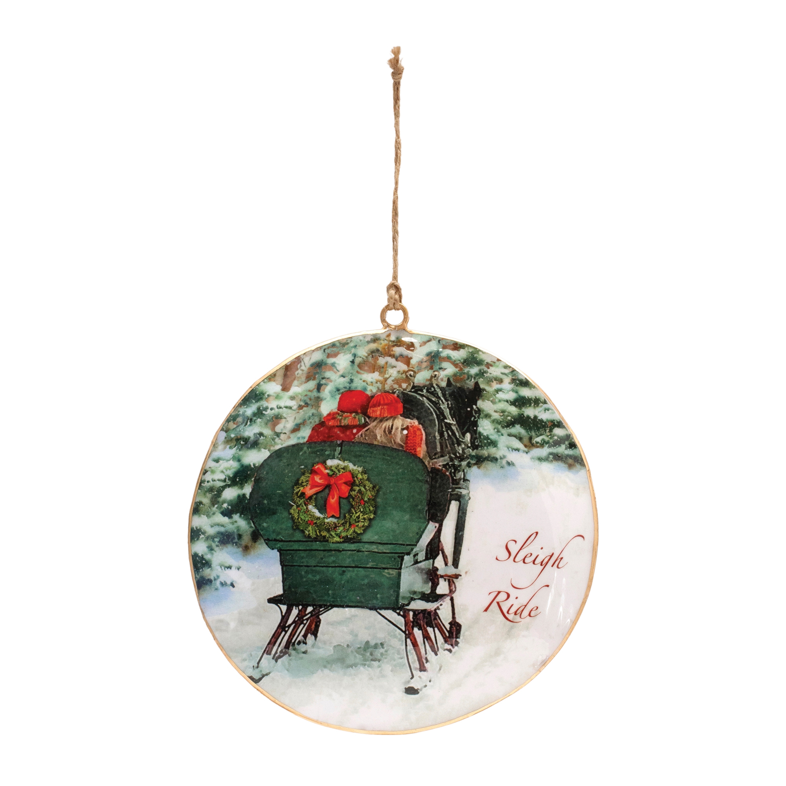 Sleigh Ride Disc Ornament (Set of 6) 6"H Iron - Image 2