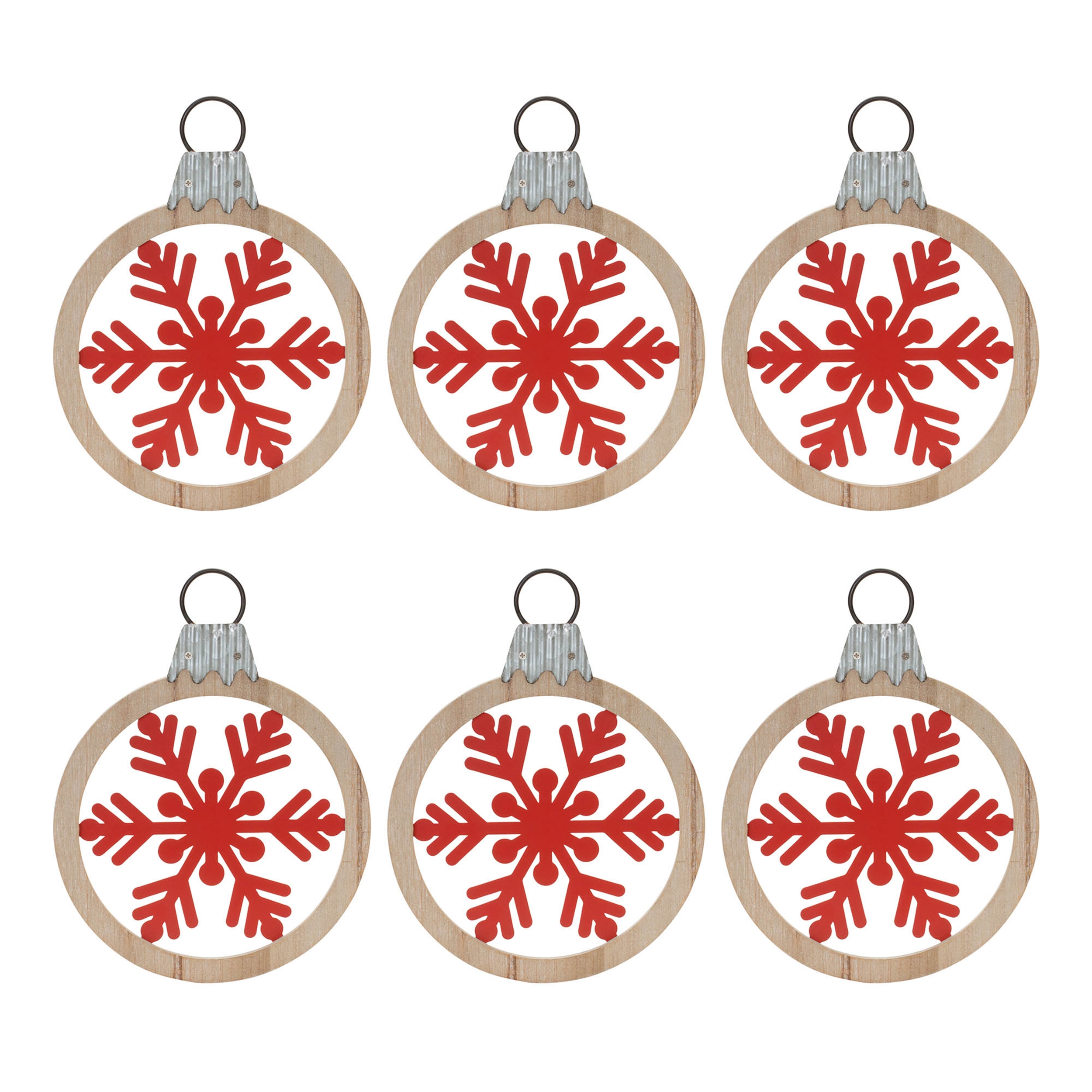 Snowflake Frame Ornament (Set of 6) 10.5"H MDF/Metal - Image 2