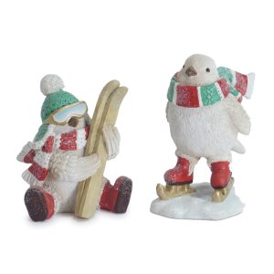 Bird w/Skis & Skates (Set of 6) 5.25"H Resin
