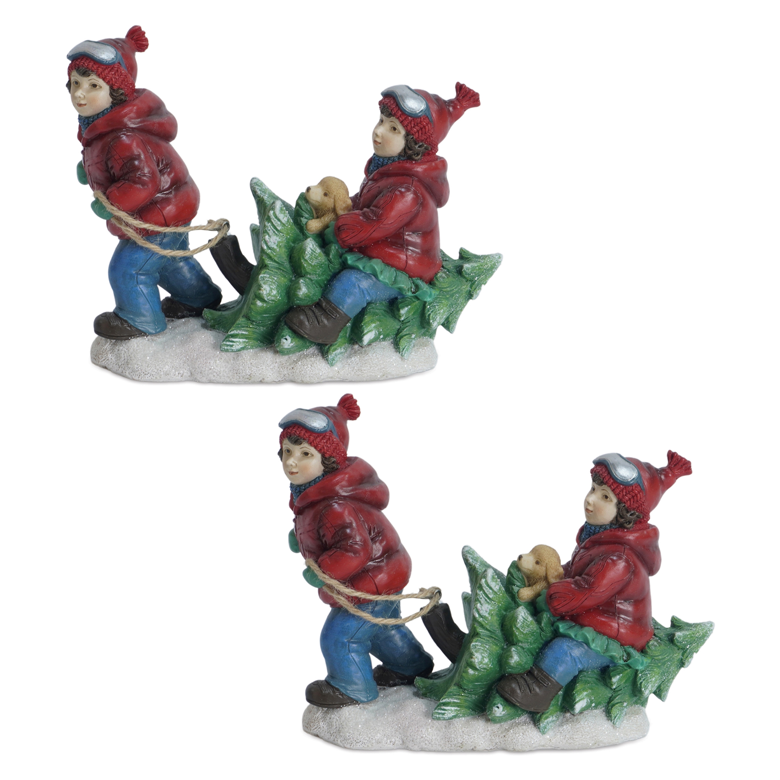 Kids w/Tree (Set of 2) 6.5"H Resin - Image 2