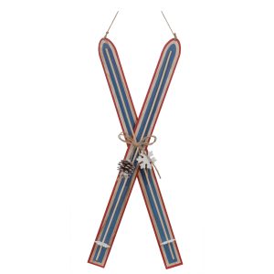 Ski Ornament (Set of 2) 22"H Wood/Jute