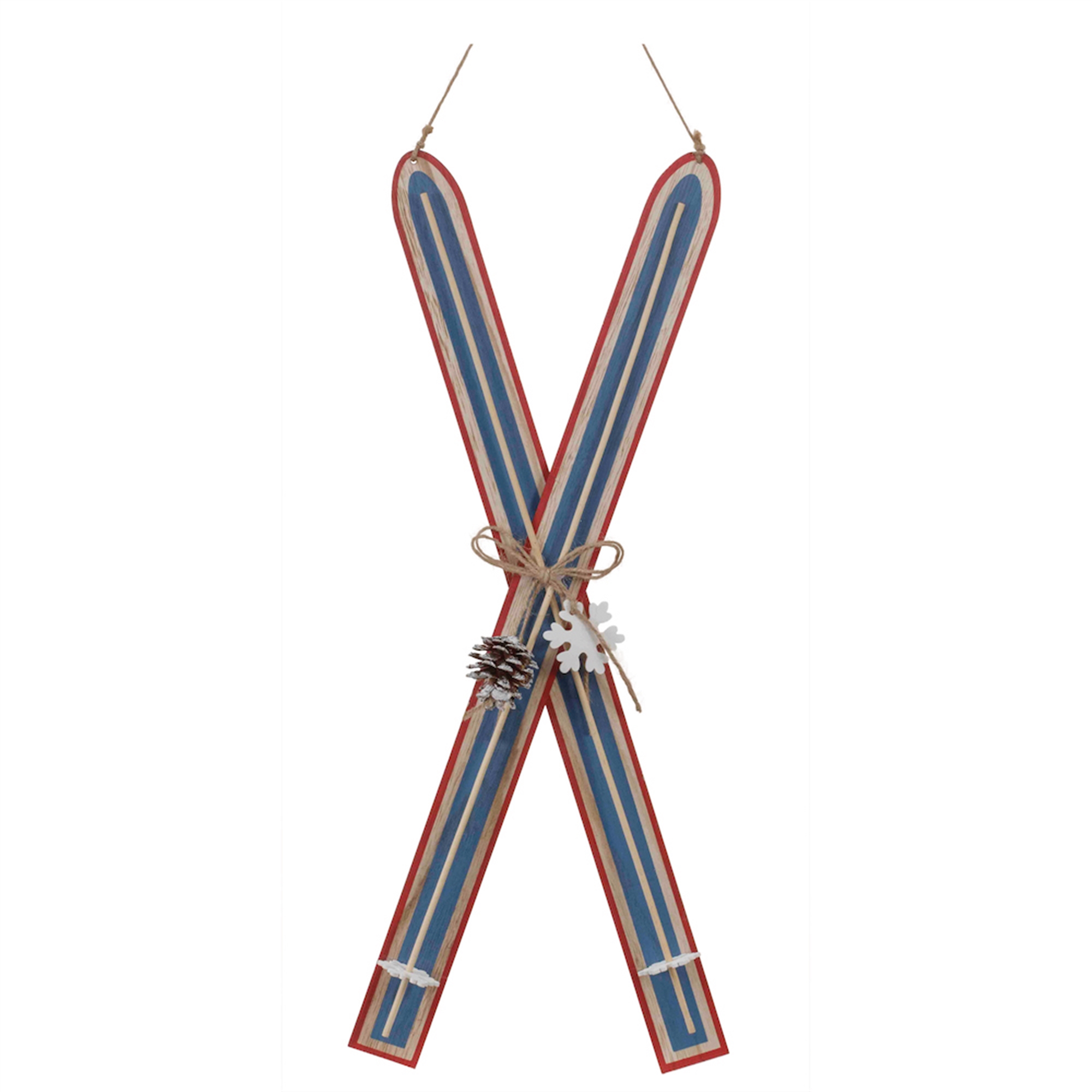 Ski Ornament (Set of 2) 22"H Wood/Jute