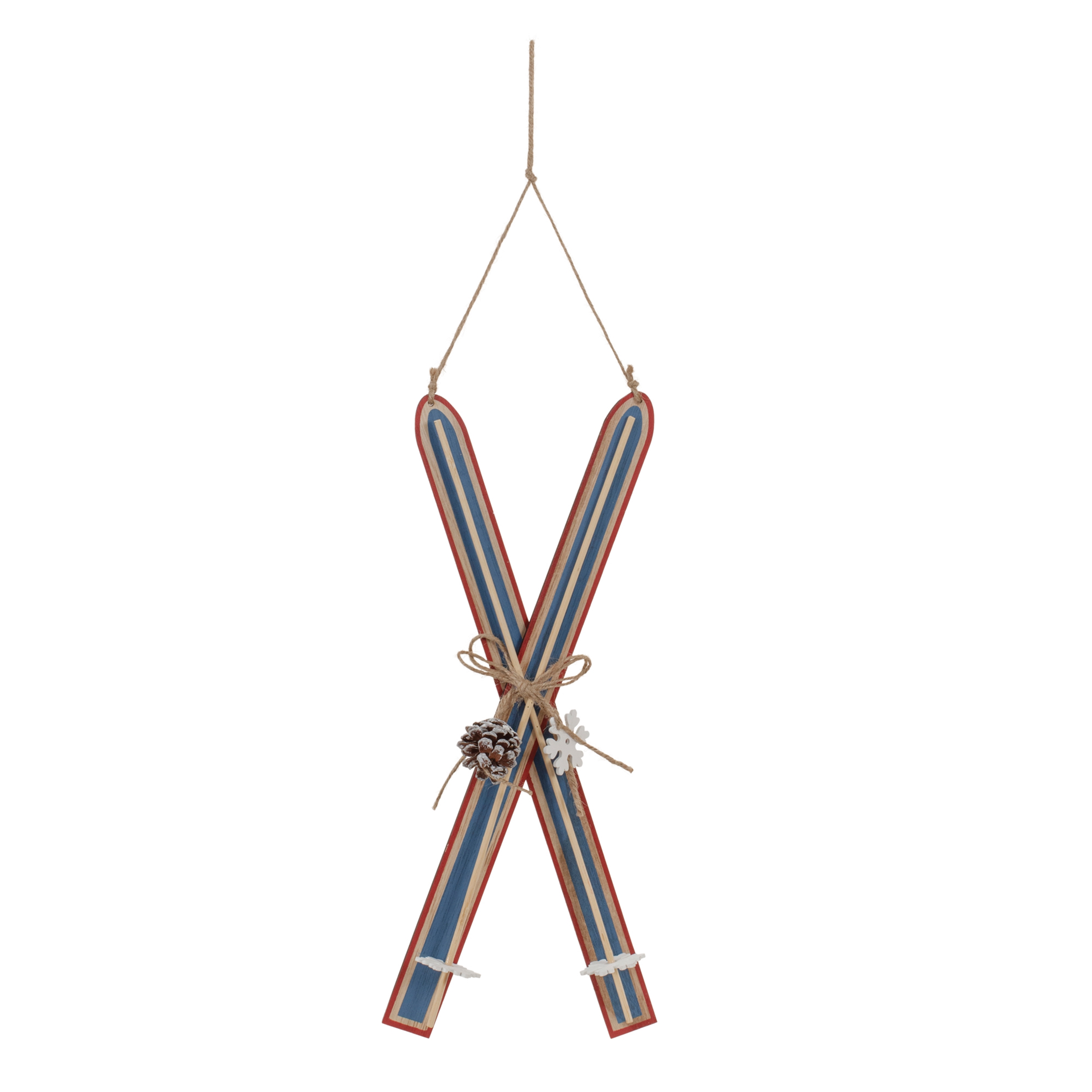 Ski Ornament (Set of 2) 15.5"H Wood/Jute - Image 2