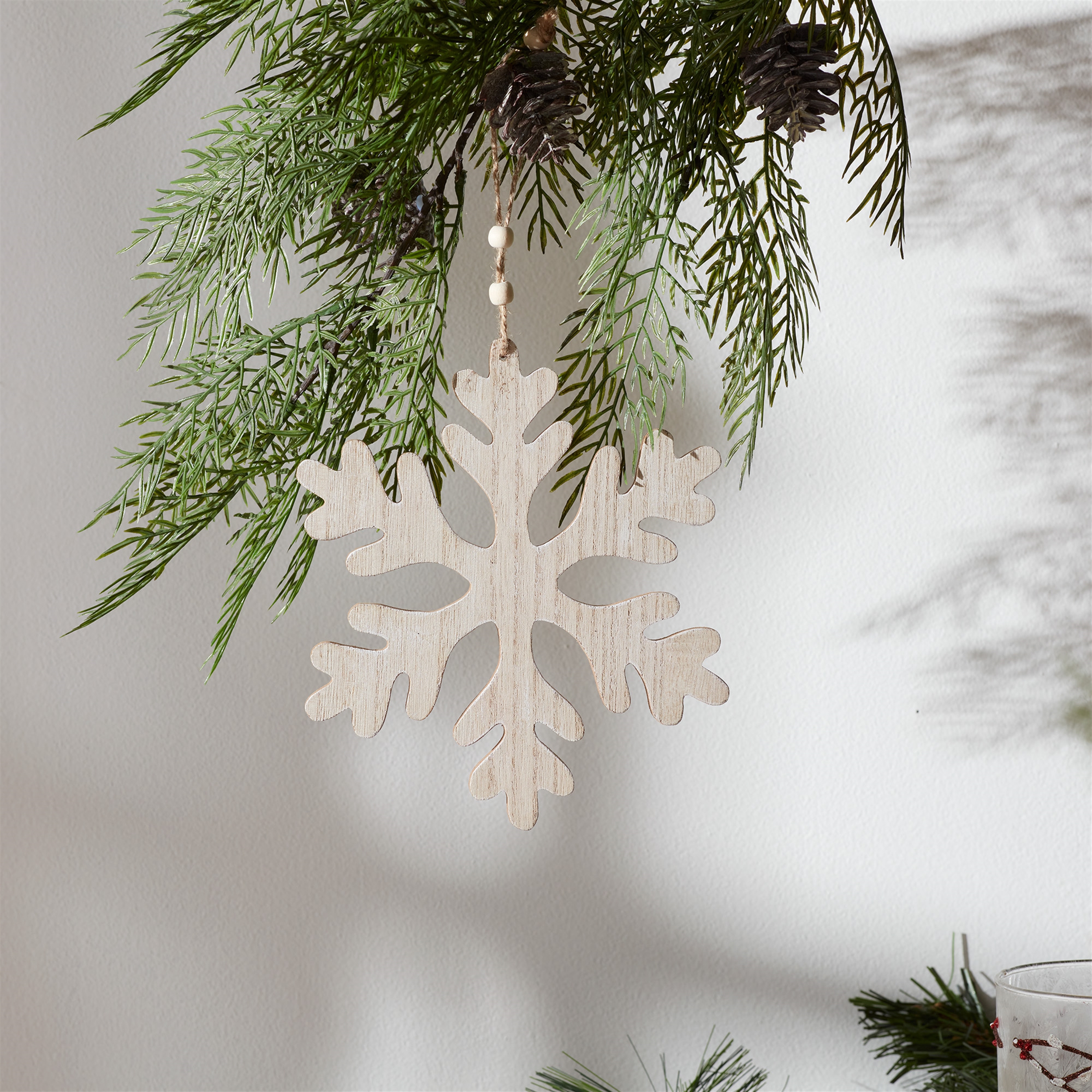 Snowflake Ornament (Set of 12) 8"H Wood - Image 2