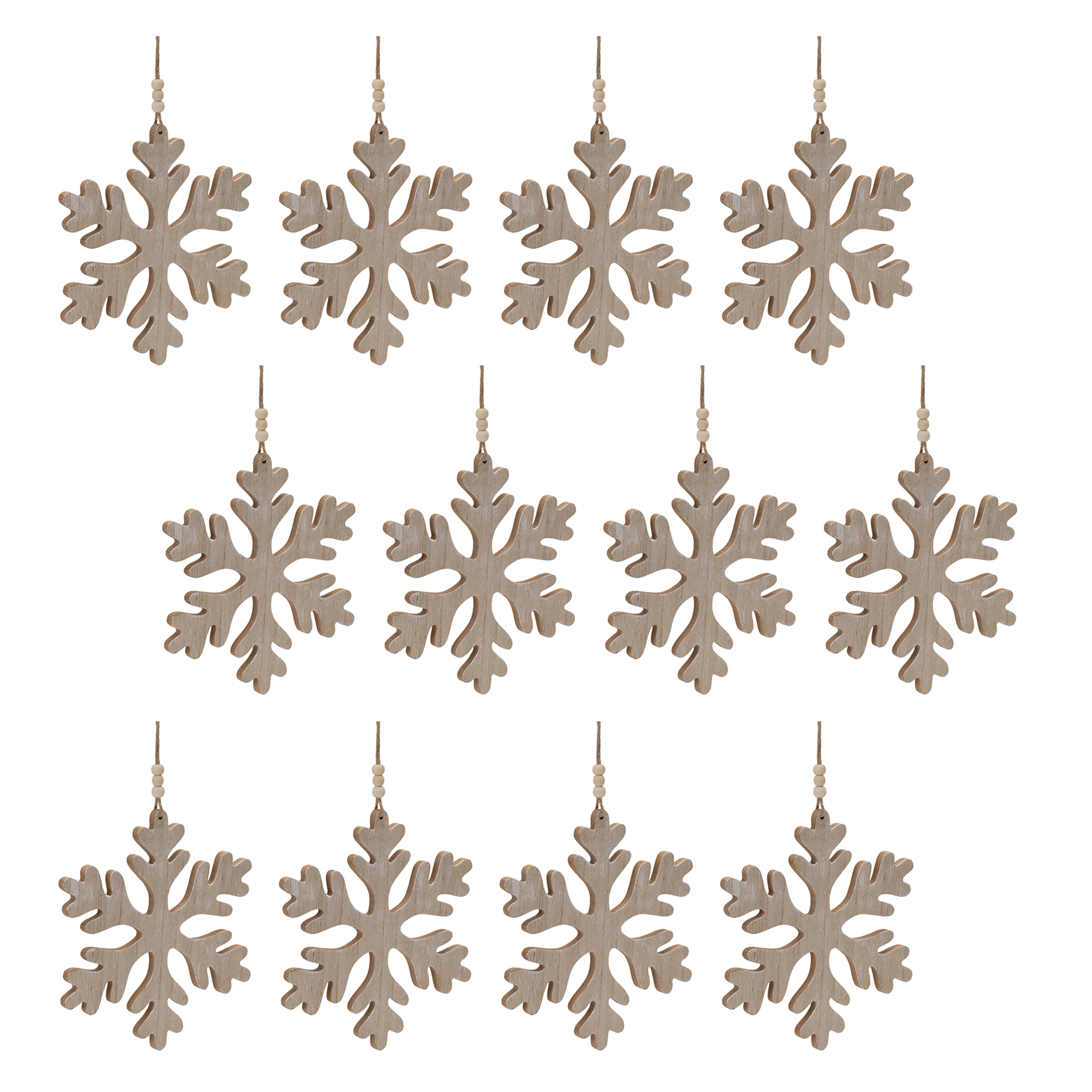 Snowflake Ornament (Set of 12) 8"H Wood - Image 4