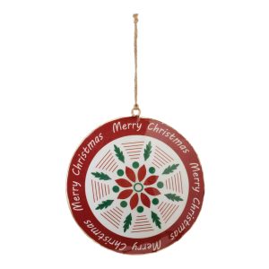 Merry Christmas Disc Ornament (Set of 6) 6"H Iron