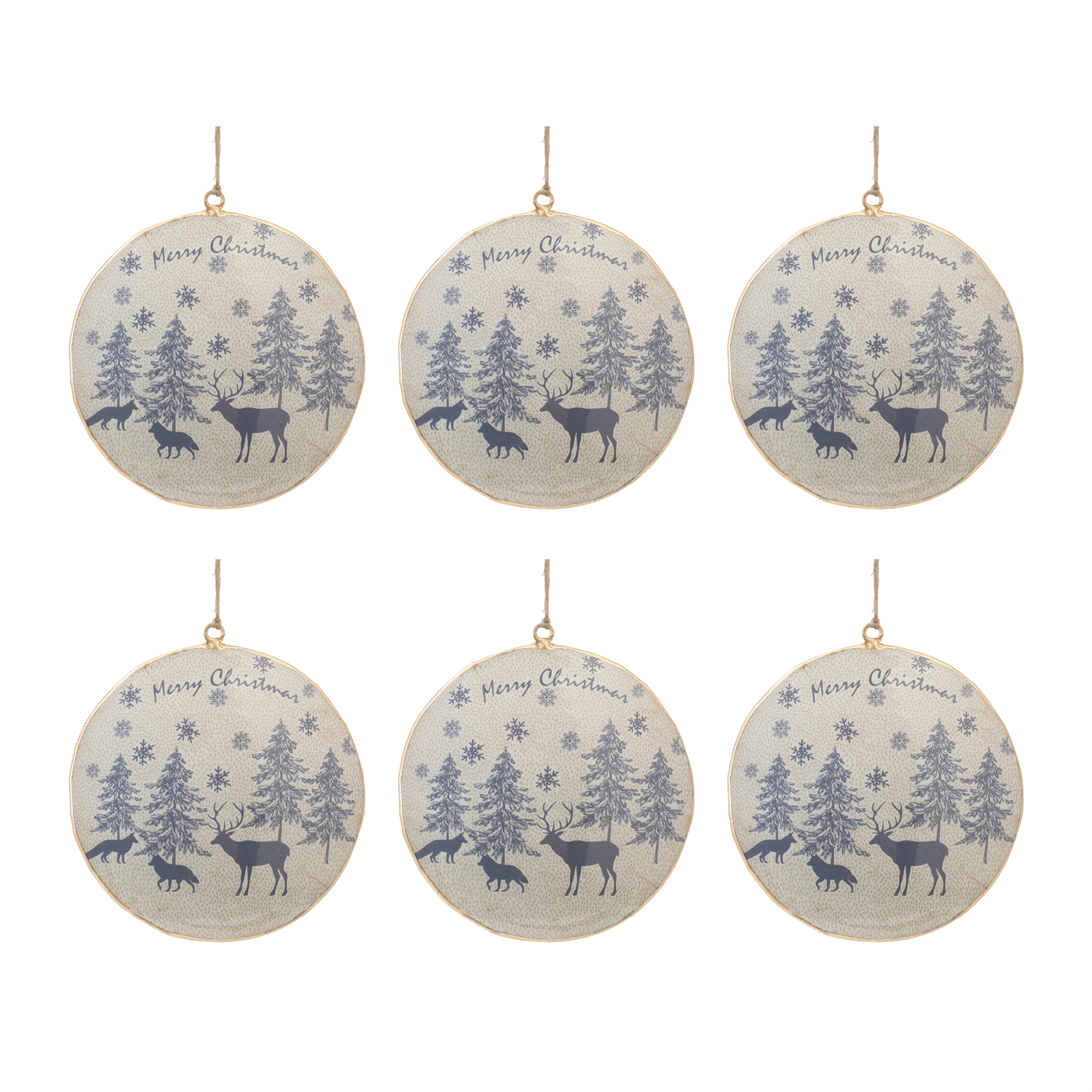 Animal and Tree Disc Ornament (Set of 6) 6"H Iron - Image 3