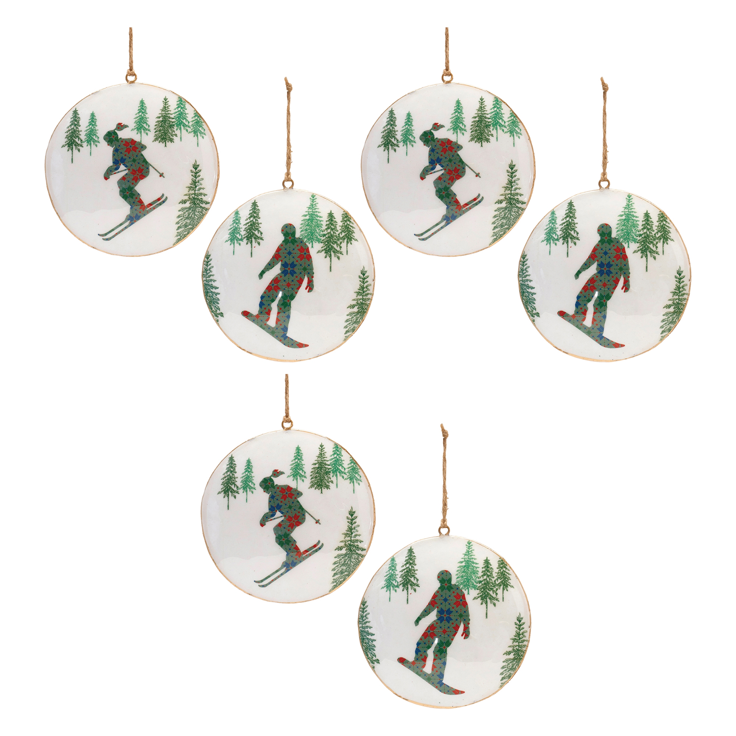 Ski and Snowboard Disc Ornament (Set of 6) 6"H Iron - Image 6