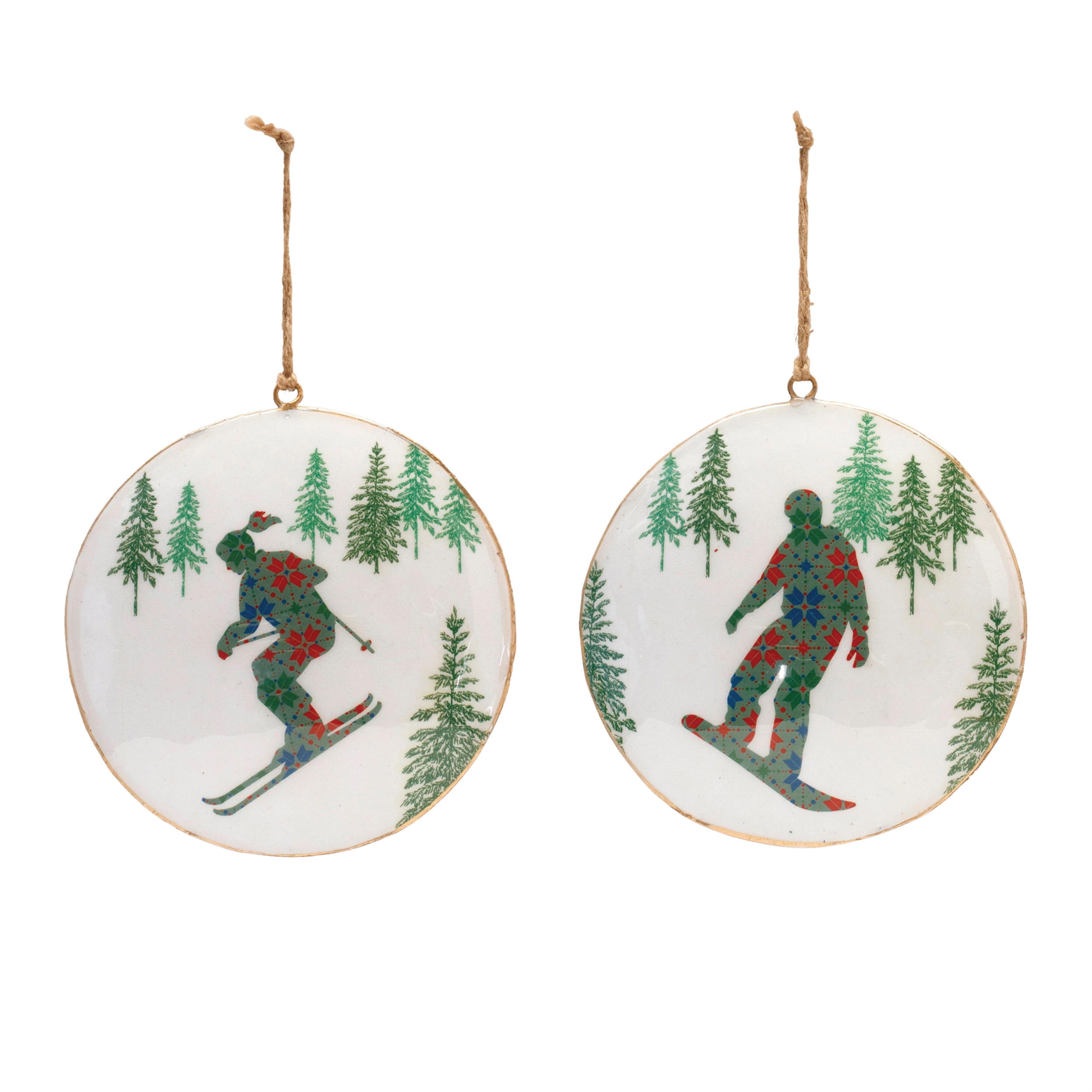 Ski and Snowboard Disc Ornament (Set of 6) 6"H Iron - Image 2