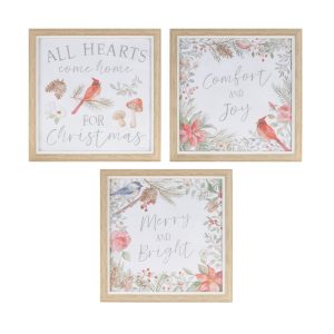 Framed Bird and Cardinal Print (Set of 3) 9"SQ Plastic/Paper