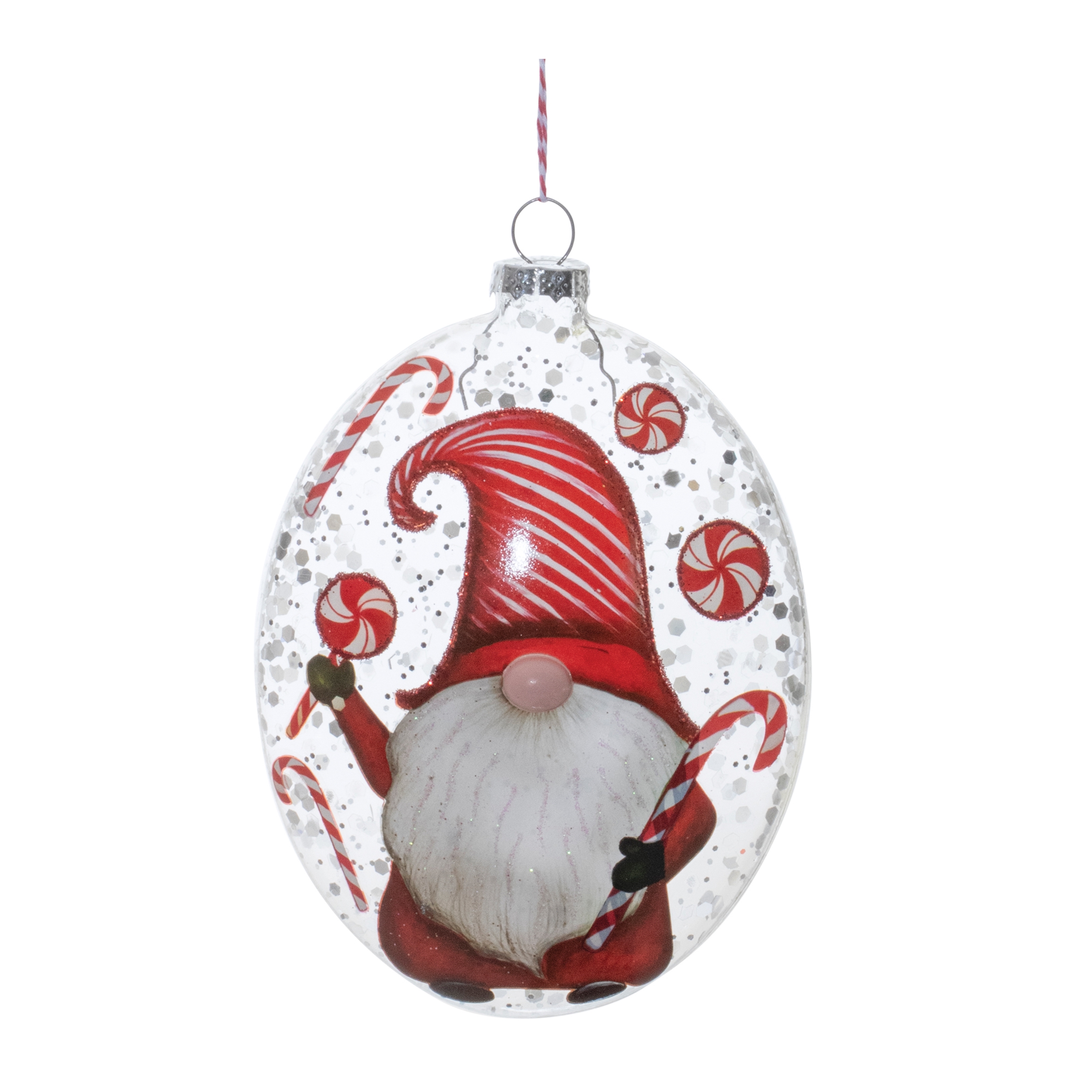 Gnome Disc Ornament (Set of 12) 6"H Glass - Image 3